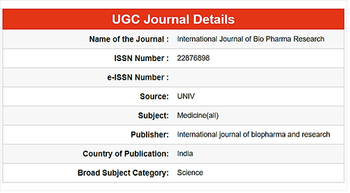 International Journal of Bio-Pharma Research ugc1